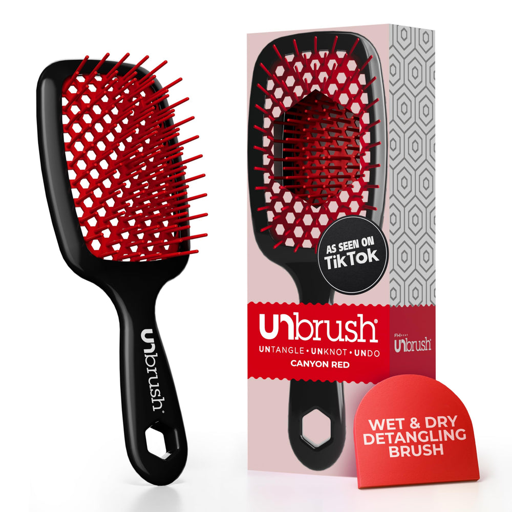 Brosse démêlante FHI Heat UNbrush rouge avec brins DuoFlex pour démêler sans douleur