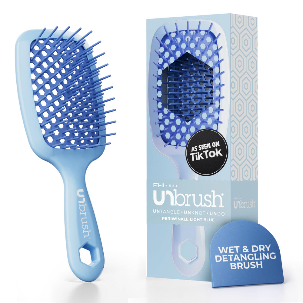 Brosse UNbrush de FHI Heat démêlant cheveux mouillés et secs sans douleur.