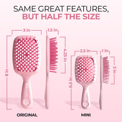 UNbrush mini de FHI Heat: pratique sur cheveux mouillés et secs pour démêlage fluide.