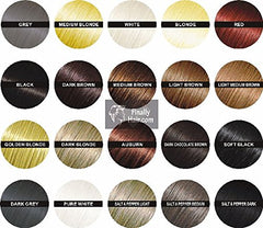 Application des fibres Finally Hair sur cheveux secs pour volume immédiat.