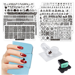 FingerAngel plaques stamping ongles V17-32 avec motifs variés pour designs faciles