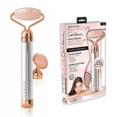 Rouleau visage Finishing Touch Flawless Contour en quartz rose, stimulation de la circulation et éclat.