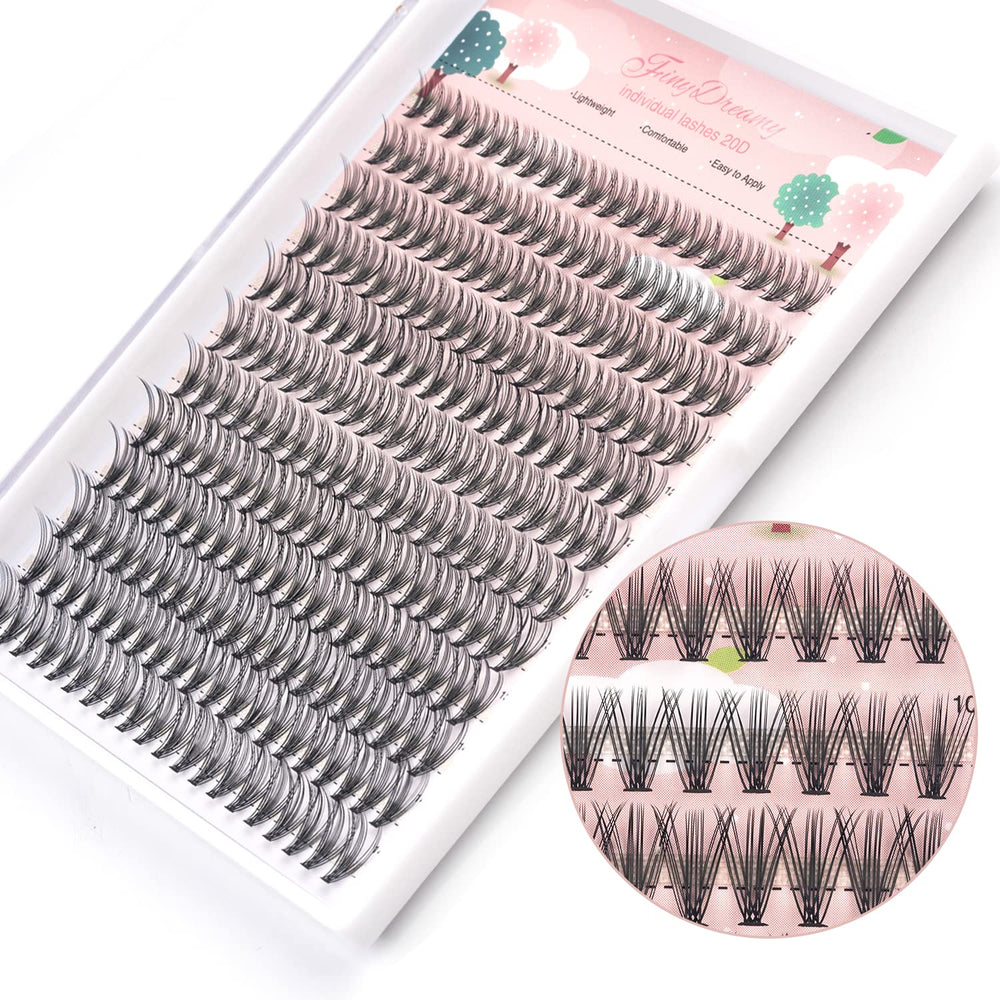 FinyDreamy cils extensions 20D clusters, pack de 240, look volumisé naturel