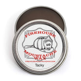 Boîte Firehouse Moustache Wax prête au coiffage rapide.