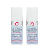First Aid Beauty Ultra Repair Crème Visage – flacon pompe montrant hydratation rapide pour peau sensible