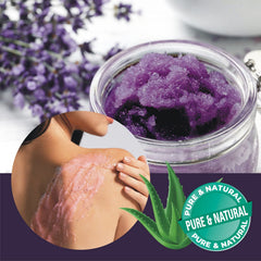 First Botany Body Scrub jar application illustrates easy, nourishing massage for skin