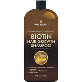First Botany Shampoing Repousse – bouteille montrant le soin du cuir chevelu et de l'hydratation.