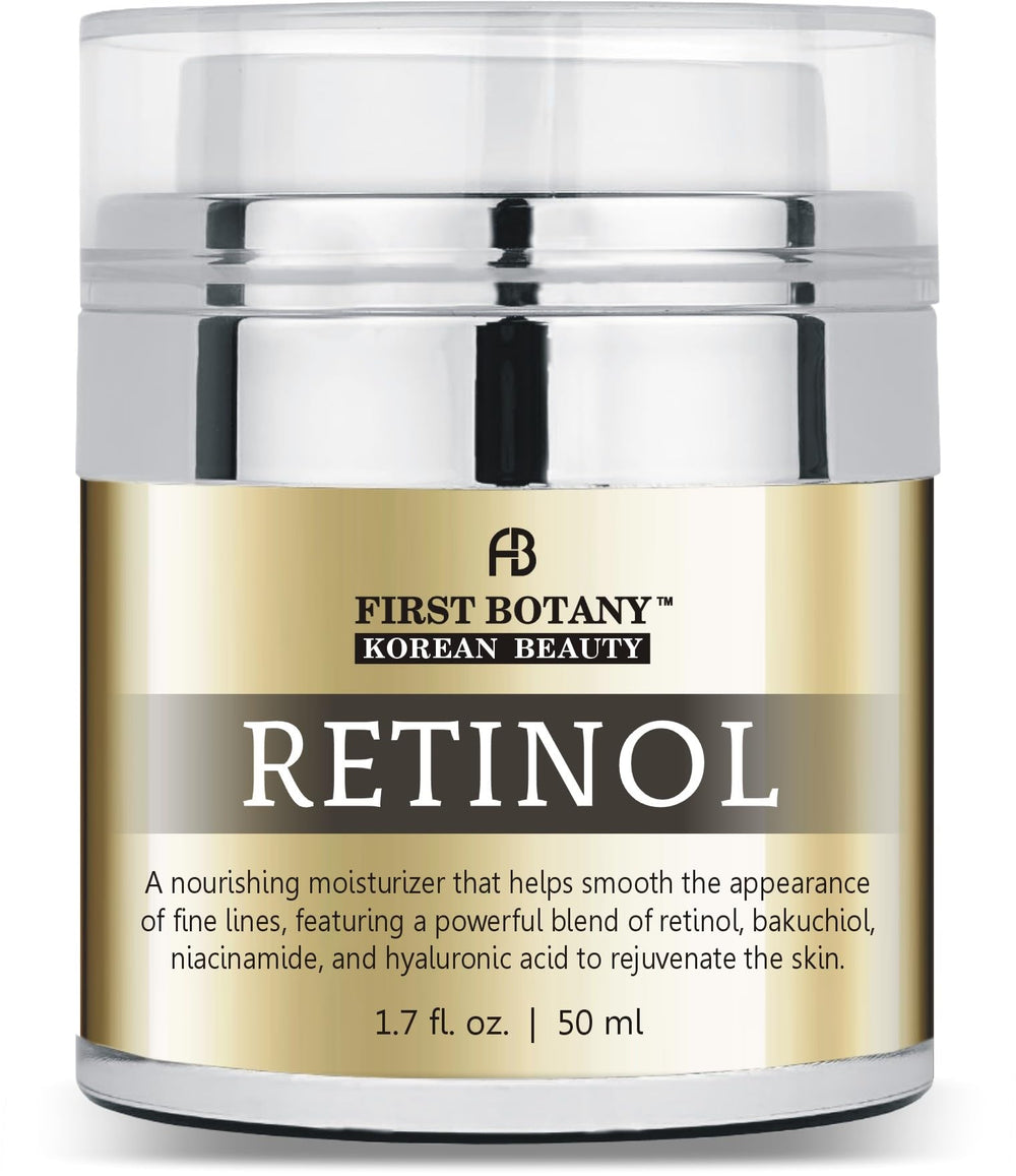 First Botany crème retinol visage-cou, hydratation et anti-âge douce.