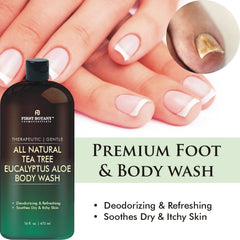 First Botany Gel Douche Tea Tree Eucalyptus – texture légère idéale pour peau sensible.