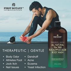 First Botany Gel Douche Tea Tree Eucalyptus – parfum apaisant, effet frais après l’effort.