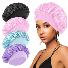Firstpella bonnet satin noir pour dormir, protège les cheveux et évite les frottements nocturnes.