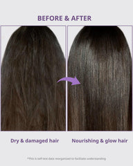 Pointes et longueurs traitées avec Star Shine Hair Essence pour brillance légère.