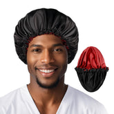 Fittia bonnet satin dormir-cheveux-courts protège les cheveux fragiles pendant le sommeil.