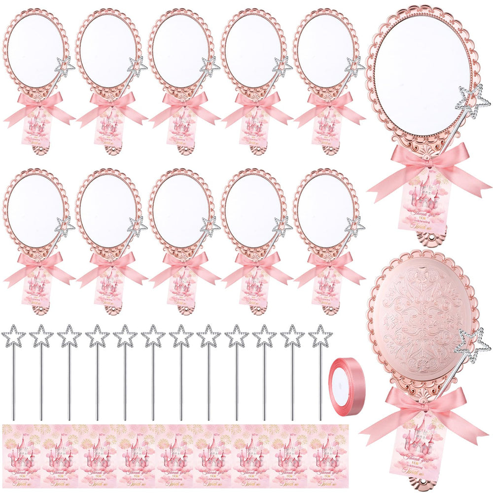 Miroir vintage Fiwochic de poche en rose gold, pratique pour retouches rapides