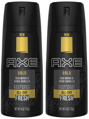 Axe Gold Oud Wood et Dark Vanilla – pulvérisateur pour une fraîcheur durable toute la journée