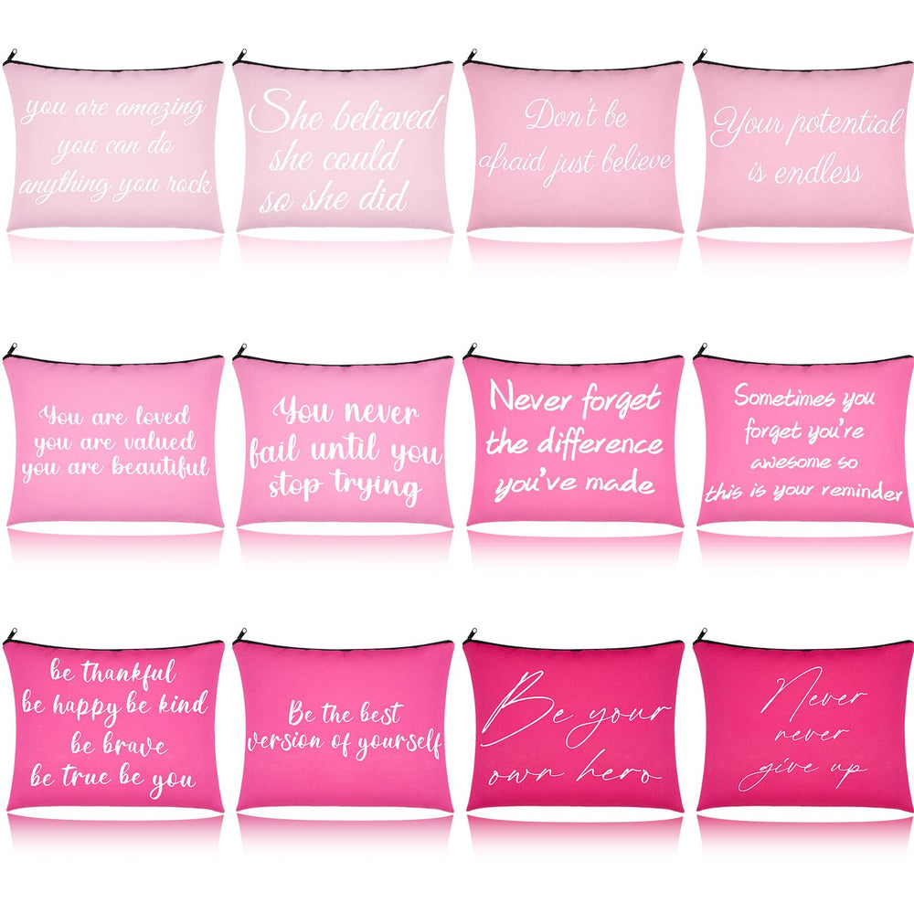Sacs maquillage Fjoron inspirants, douze pièces, rangement pratique pour vos essentiels.