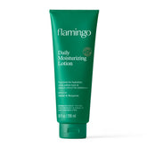 Flamingo Lotion Quotidienne – bouteille montrant l'hydratation durable jusqu'à 24 heures.