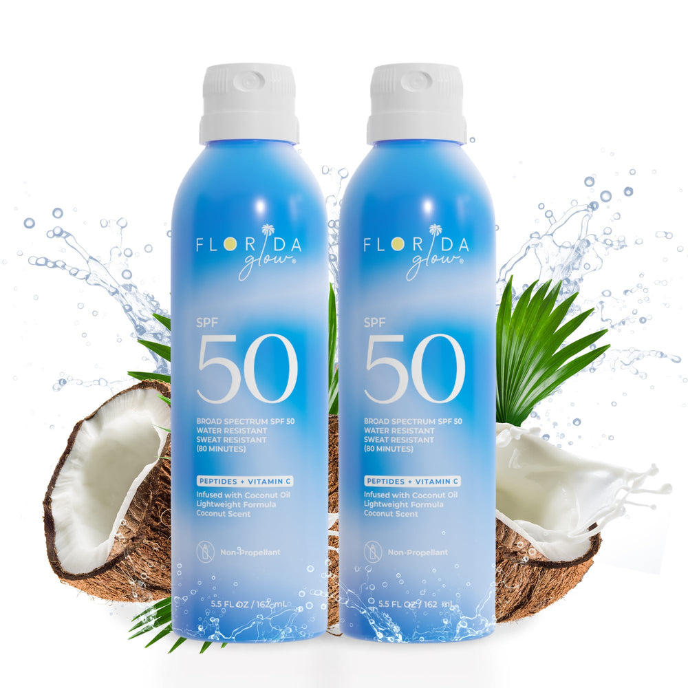Florida Glow SPF 50 Spray – spray-corps, protection rapide et durable.