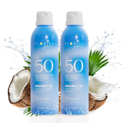 Florida Glow SPF 50 Spray – spray-corps, protection rapide et durable.