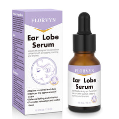 Sérum réparateur Florvyn appliqué sur le lobe, améliore l’élasticité