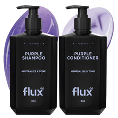 FLUX UP Purple Shampoo bottle neutralizes brass for cooler blonde tones