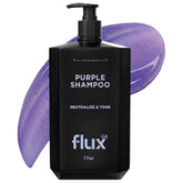 FLUX UP Shampoing violet, bouteille, neutralise les reflets jaunes des cheveux blonds.