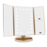 Flymiro Miroir à trois volets lumineux pour un maquillage précis grâce à l’éclairage intégré.