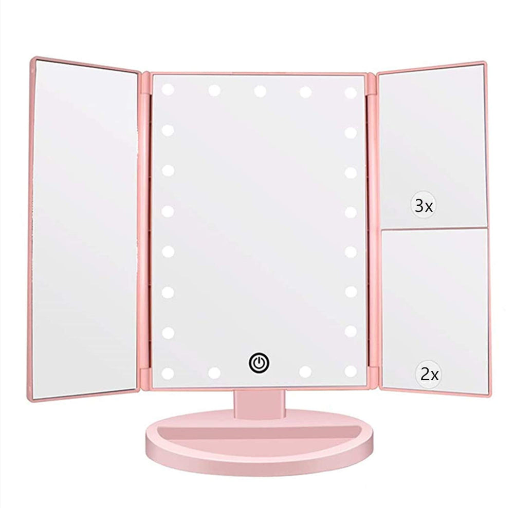 Flymiro Miroir tri-fold 21 LEDs, maquillage précis et rapide.