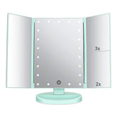 Flymiro Miroir tri-fold lumineux avec zoom 3x/2x pour un maquillage précis.