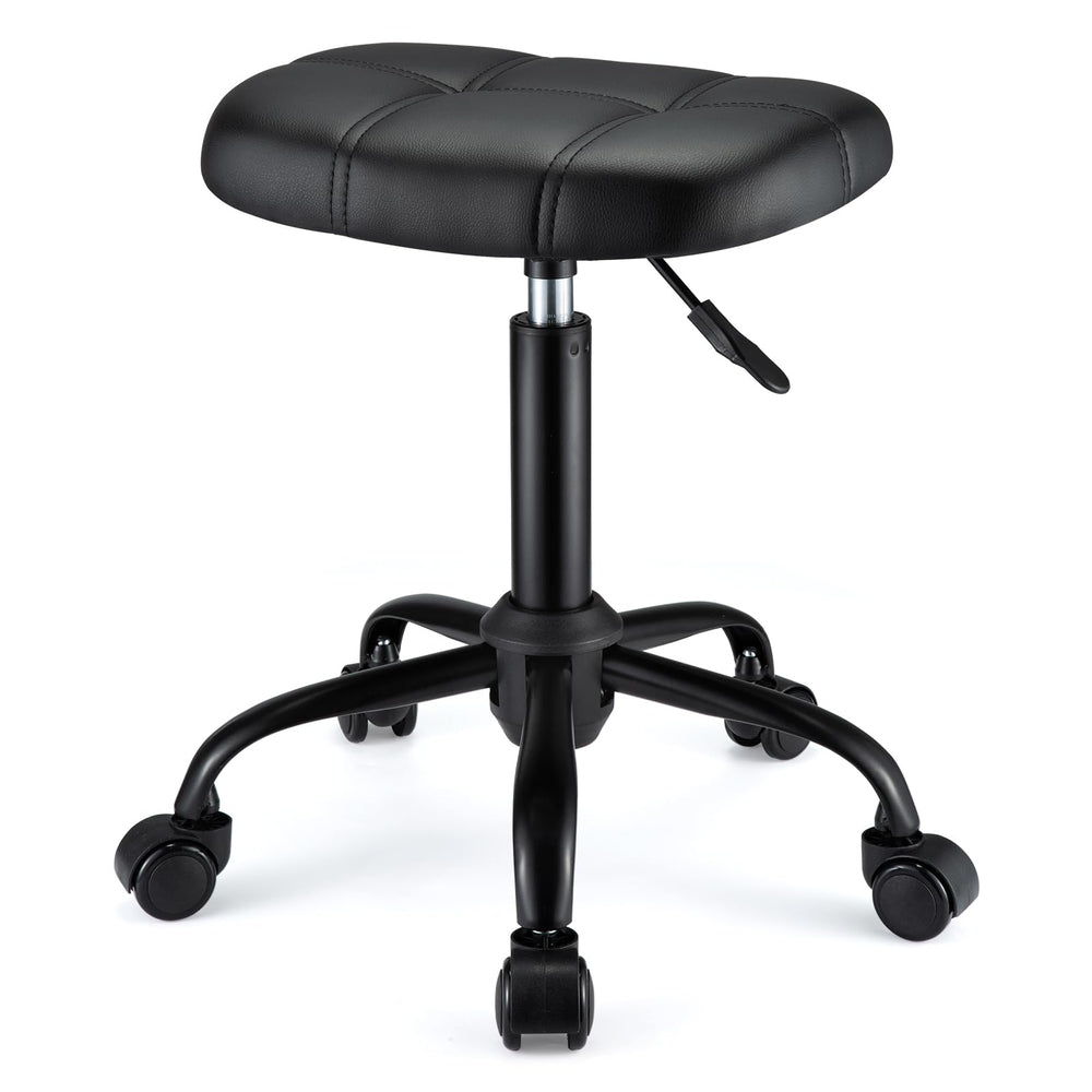 Chaise FNZIR carree roulante noir avec roues, idéale pour salon et spa.