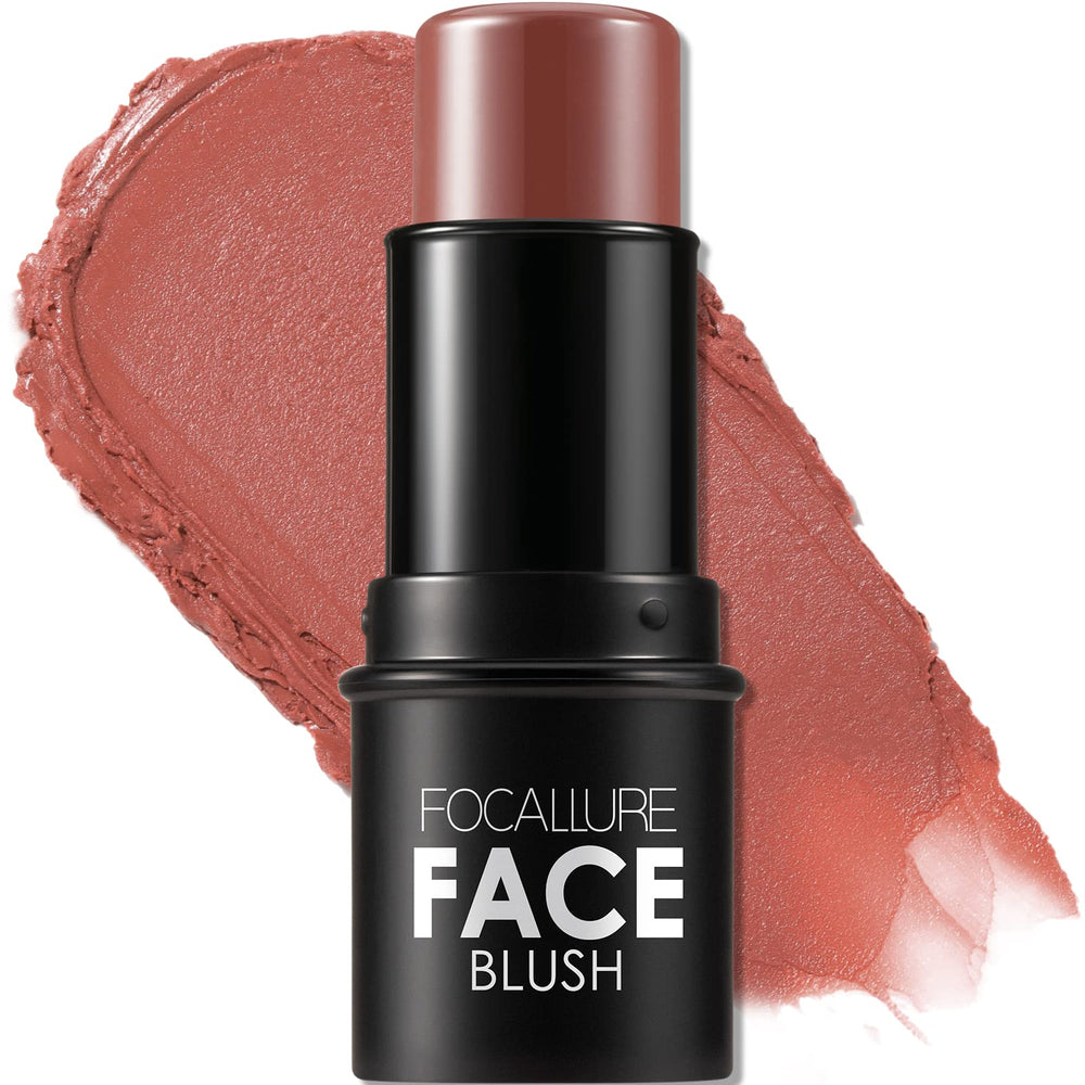FOCALLURE Crème Blush bâtonnet visible, texture légère modulable pour joues et lèvres.