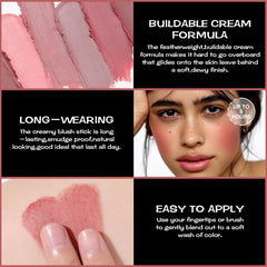 FOCALLURE Dark Rose sur les joues, couleur naturelle et longue tenue.