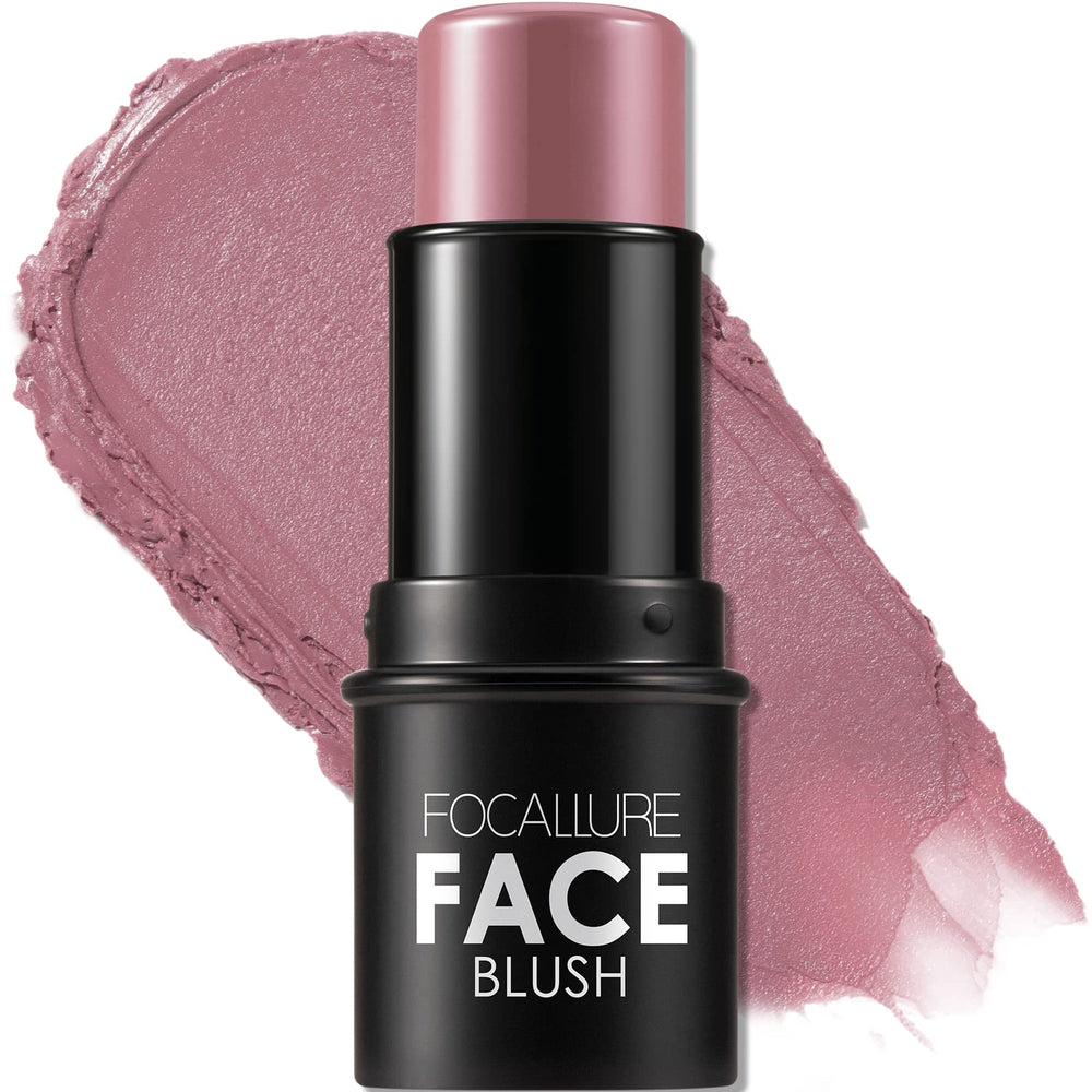 FOCALLURE Crème Blush Stick Ombre Dusty Orchid sur les joues, effet naturel durable.