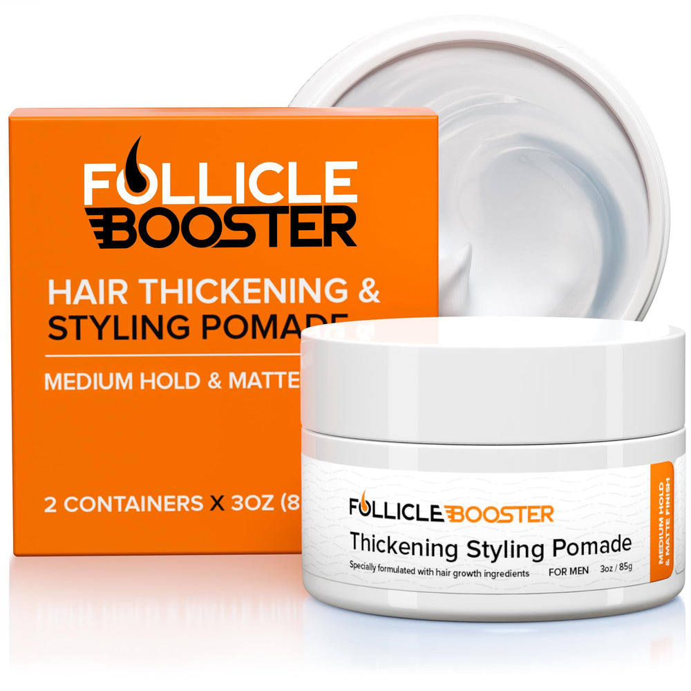 Follicle Booster pomade flacon - application précise et coiffage durable.