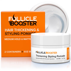 Follicle Booster pomade flacon - application précise et coiffage durable.