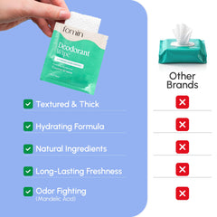 Lingettes FOMIN mini emballages individuels – pratique à glisser dans le sac.