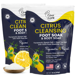 Foot Cure bain-pieds-detox-citrus: revitalise les pieds fatigués.