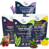 FOOT CURE : bouteille d'huile d'arbre à thé pour rafraîchir les pieds.