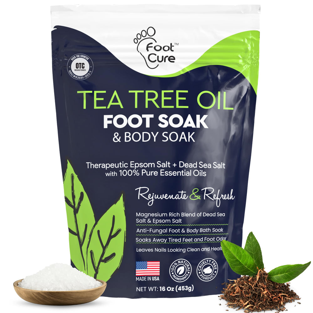 Foot Cure Tea Tree Oil Foot Soak bottle showcased for soothing daily foot care.