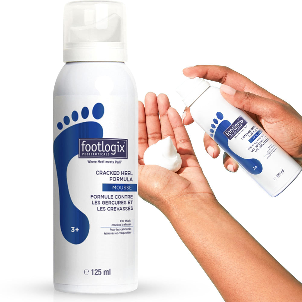 Footlogix talons sèches et calosités, infusion dermale pour hydration ciblée.