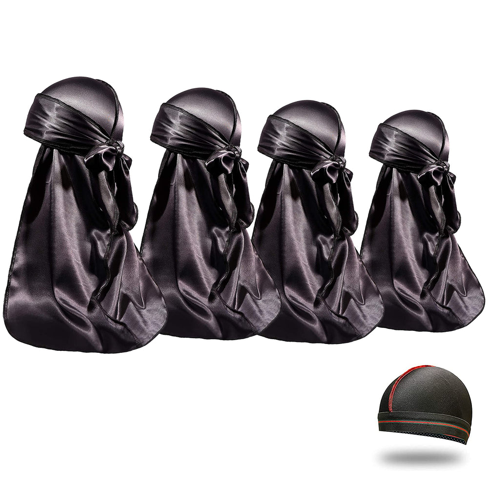 ForceWave durag satin noir vue avant, maintien des coiffures et fini soyeux.