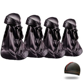 ForceWave durag satin noir vue avant, maintien des coiffures et fini soyeux.