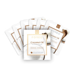 FOREO huile de coco masque-visage, boîte de six pour hydrater rapidement.