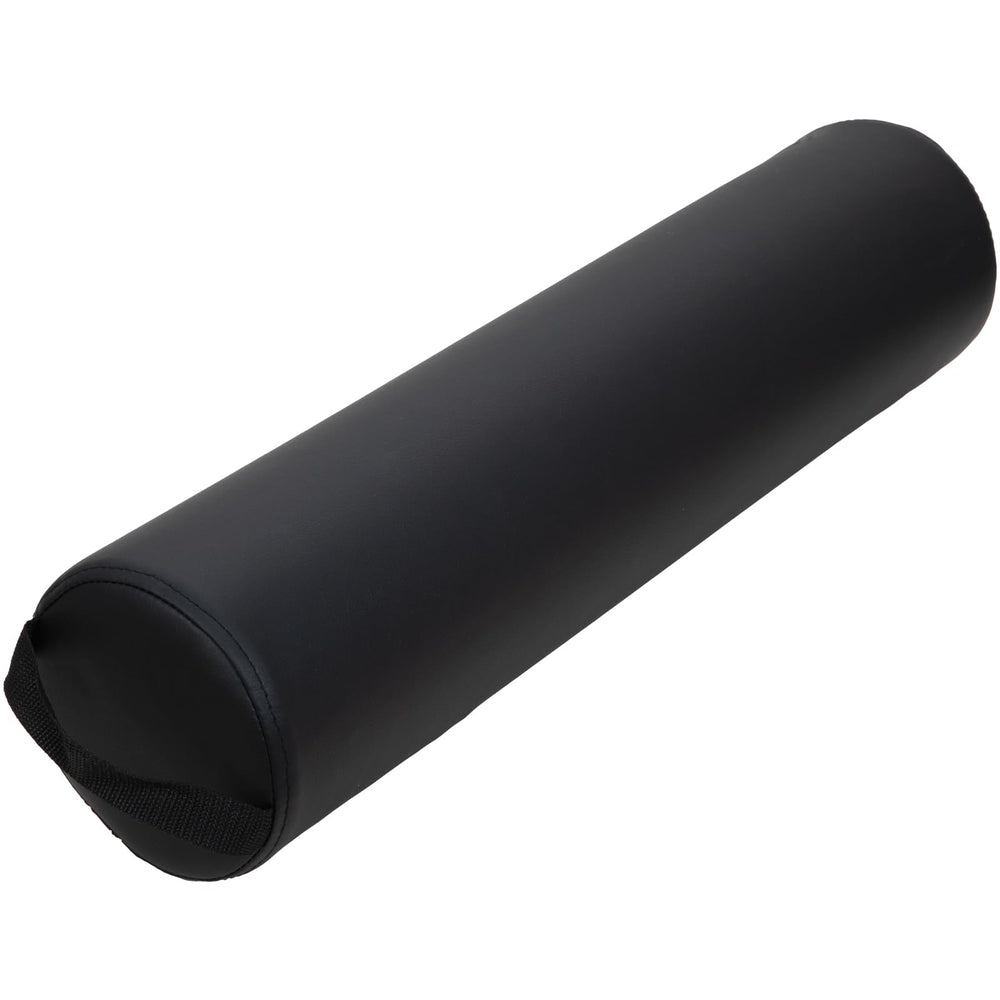 ForPro oreiller-bolster rond noir, vue d’ensemble, soutien du dos pour massage et yoga.