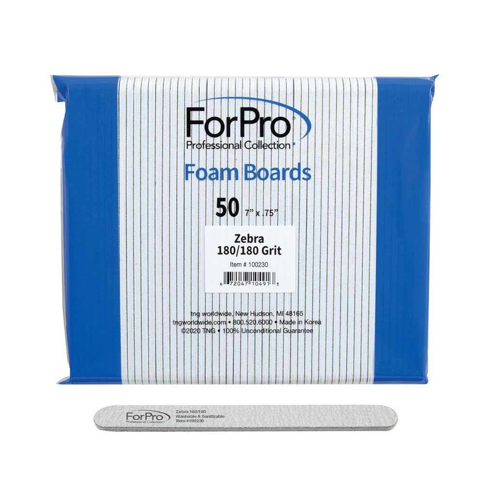ForPro Zebra planche mousse double-face 7 po, outil précis pour limer les ongles.