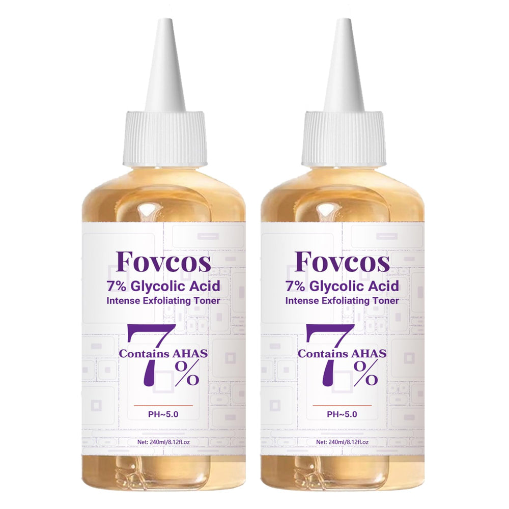 Tonique exfoliant 7% Glycolique Fovcos – bouteille prête pour peau plus claire