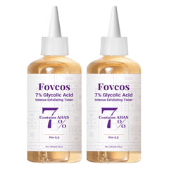 Tonique exfoliant 7% Glycolique Fovcos – bouteille prête pour peau plus claire