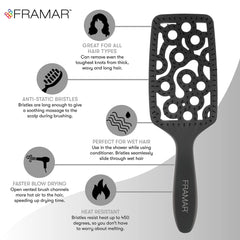 FRAMAR brosse-cheveux curvee pour un sechage efficace sans frisottis.