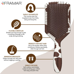 FRAMAR brosse detanglante paddle, texture lisse, convient aux cheveux sensibles.
