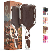 FRAMAR brosse detanglante paddle avec impression vache, glisse douce pour tous les cheveux.